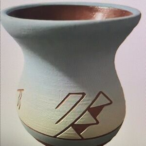 Elegant Blue and Cream Ceramic Vase